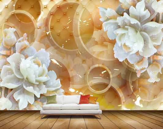 Avikalp MWZ0187 White Flowers Leaves HD Wallpaper