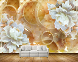 Avikalp MWZ0187 White Flowers Leaves 3D HD Wallpaper