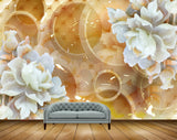 Avikalp MWZ0187 White Flowers Leaves 3D HD Wallpaper