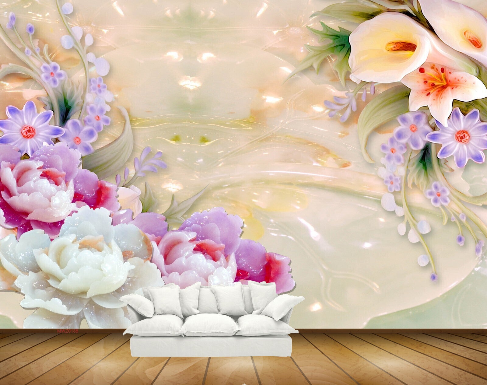 Avikalp MWZ0188 Tulips Purple White Pink Flowers 3D HD Wallpaper