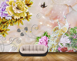 Avikalp MWZ0189 Peacocks Butterflies Flowers Plants 3D HD Wallpaper