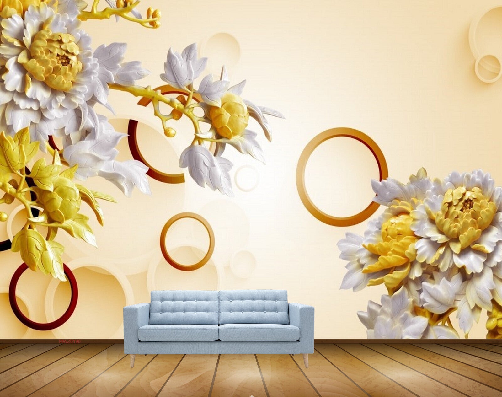 Avikalp MWZ0190 White Yellow Flowers Branches HD Wallpaper