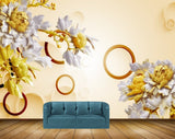 Avikalp MWZ0190 White Yellow Flowers Branches 3D HD Wallpaper