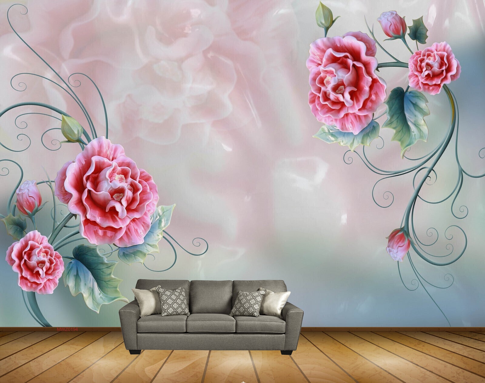 Avikalp MWZ0194 Pink Flowers Branches 3D HD Wallpaper