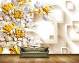 Avikalp MWZ0196 White Yellow Flowers 3D HD Wallpaper