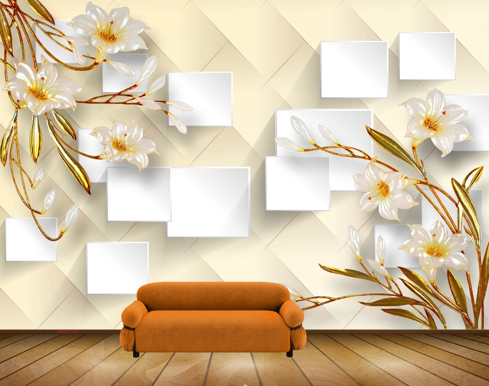 Avikalp MWZ0198 White Yellow Flowers 3D HD Wallpaper