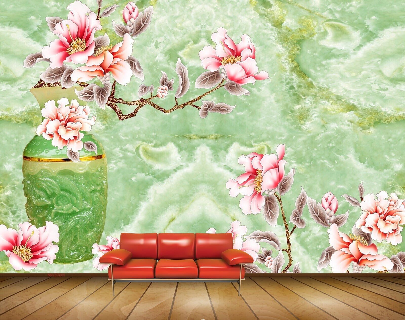 Avikalp MWZ0201 Pink White Flowers Plants 3D HD Wallpaper