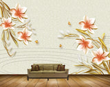 Avikalp MWZ0204 White Red Flowers Butterflies 3D HD Wallpaper