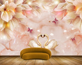 Avikalp MWZ0206 White Yellow Flowers Butterflies 3D HD Wallpaper