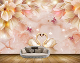 Avikalp MWZ0206 White Yellow Flowers Butterflies 3D HD Wallpaper