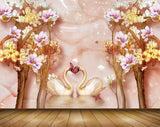Avikalp MWZ0207 White Yellow Flowers Trees Butterflies 3D HD Wallpaper