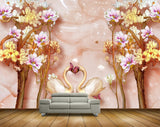 Avikalp MWZ0207 White Yellow Flowers Trees Butterflies 3D HD Wallpaper