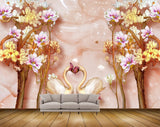 Avikalp MWZ0207 White Yellow Flowers Trees Butterflies 3D HD Wallpaper