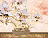 Avikalp MWZ0209 White Pink Flowers Branches 3D HD Wallpaper