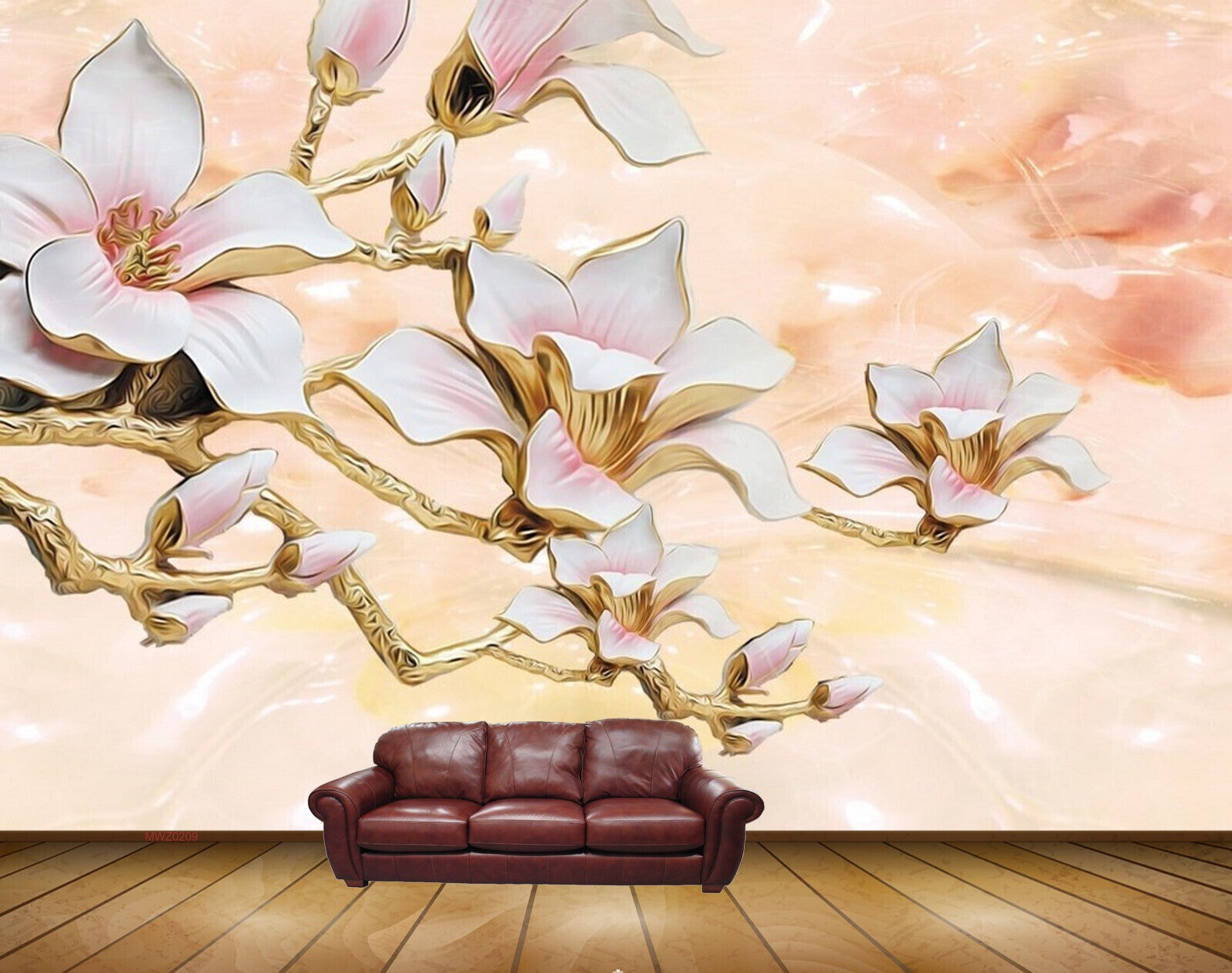 Avikalp MWZ0209 White Pink Flowers Branches 3D HD Wallpaper