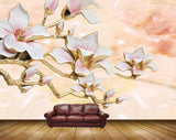 Avikalp MWZ0209 White Pink Flowers Branches 3D HD Wallpaper