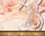 Avikalp MWZ0212 Pink White Flowers Leaves 3D HD Wallpaper