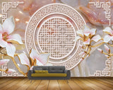 Avikalp MWZ0215 White Pink Flowers 3D HD Wallpaper