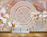 Avikalp MWZ0215 White Pink Flowers 3D HD Wallpaper