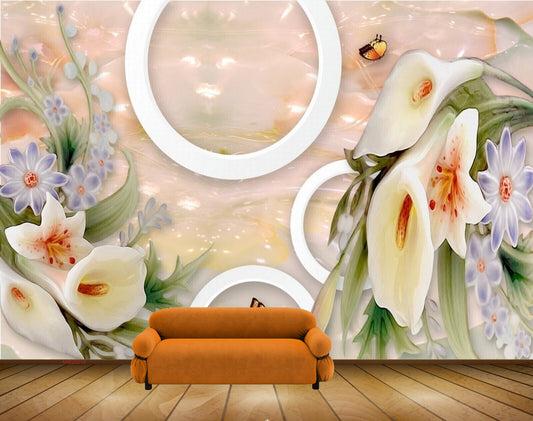 Avikalp MWZ0219 Tulips Purple Flowers Butterflies HD Wallpaper