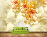 Avikalp MWZ0222 White Orange FLowers Leaves HD Wallpaper