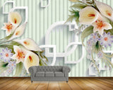 Avikalp MWZ0228 White Tulips Blue Flowers 3D HD Wallpaper