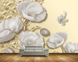 Avikalp MWZ0232 White Flowers Flies 3D HD Wallpaper