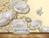 Avikalp MWZ0232 White Flowers Flies 3D HD Wallpaper