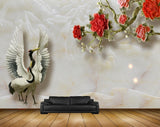 Avikalp MWZ0237 Red Flowers Branches White Black Swans 3D HD Wallpaper