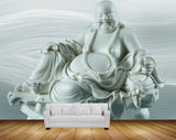 Avikalp MWZ0245 White Blue LaughingBudha 3D HD Wallpaper