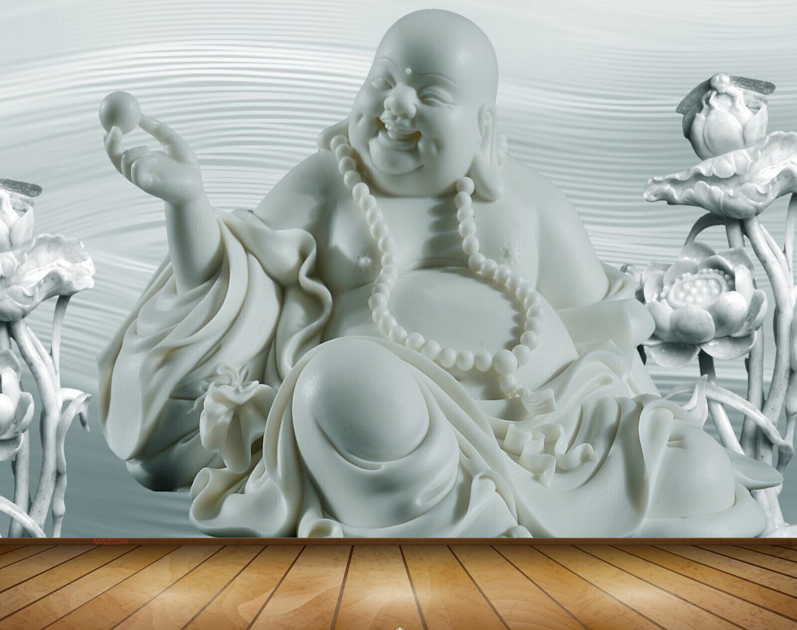 Avikalp MWZ0246 White Blue Laughingbudha Flowers 3D HD Wallpaper