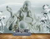 Avikalp MWZ0246 White Blue Laughingbudha Flowers 3D HD Wallpaper