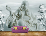 Avikalp MWZ0246 White Blue Laughingbudha Flowers 3D HD Wallpaper