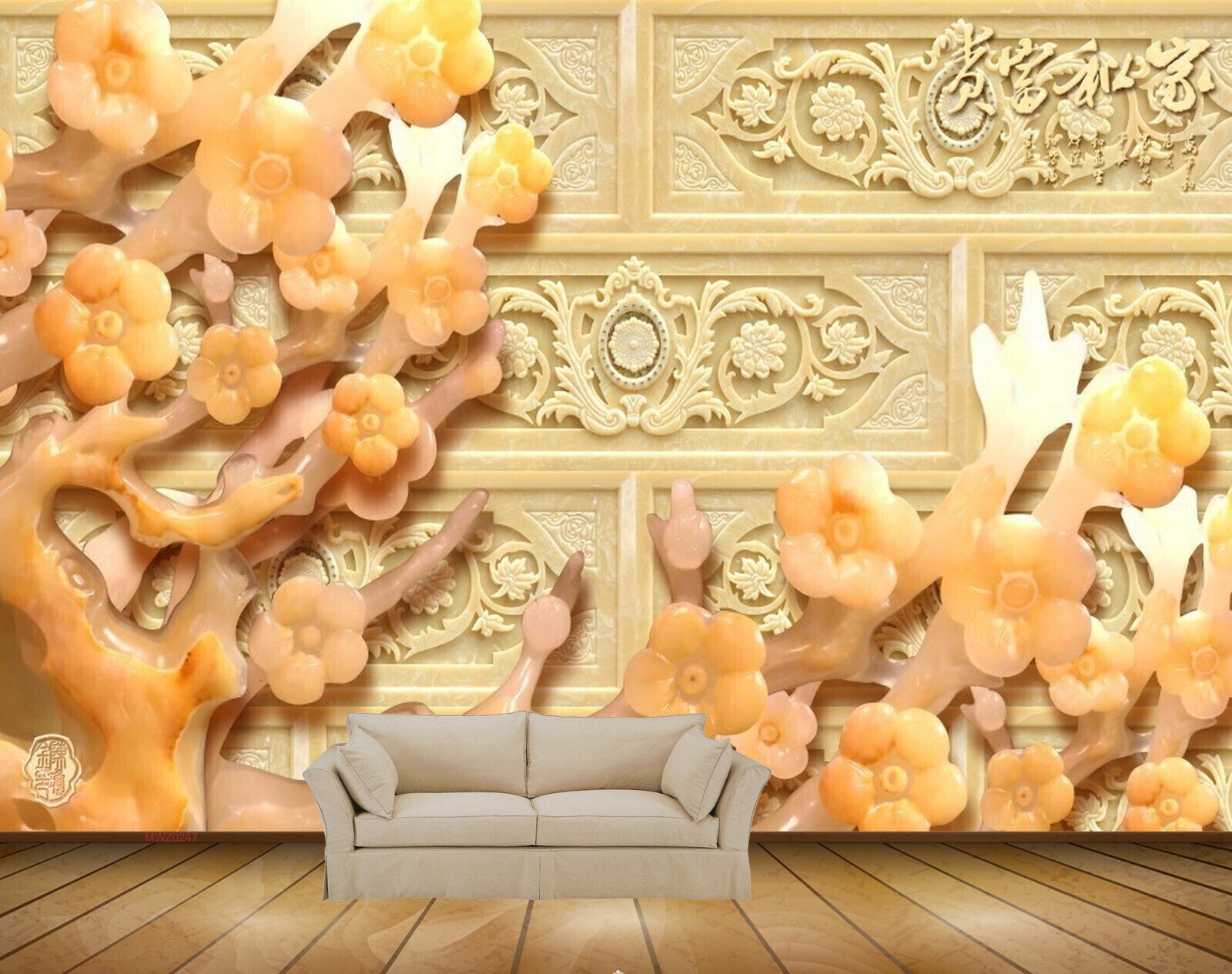 Avikalp MWZ0247 Orange White Flowers Plants 3D HD Wallpaper