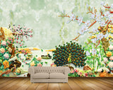Avikalp MWZ0248 Peacock Ducks Swans Birds White Flowers Butterflies 3D HD Wallpaper