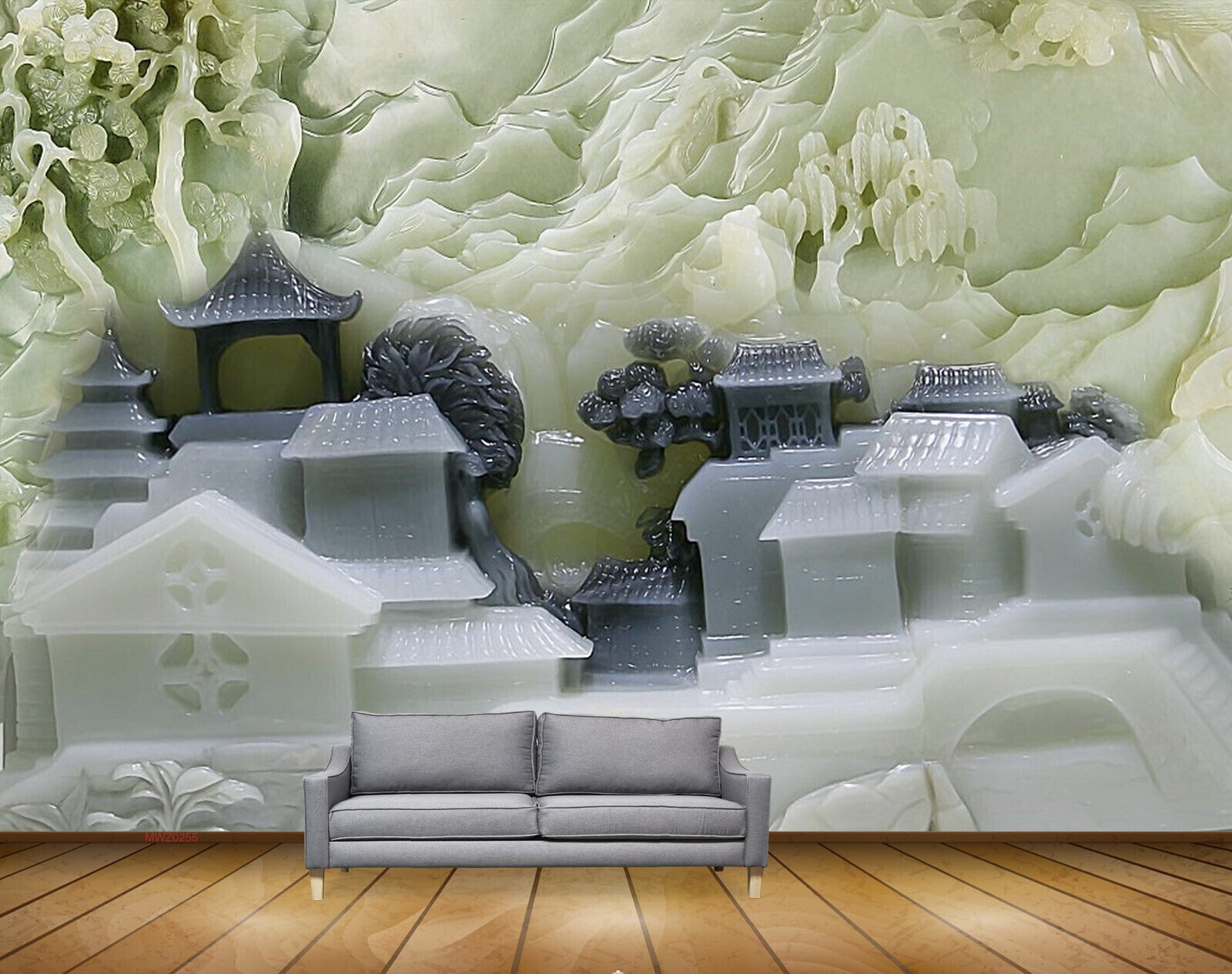 Avikalp MWZ0255 White Black Houses Plants Mountains 3D HD Wallpaper