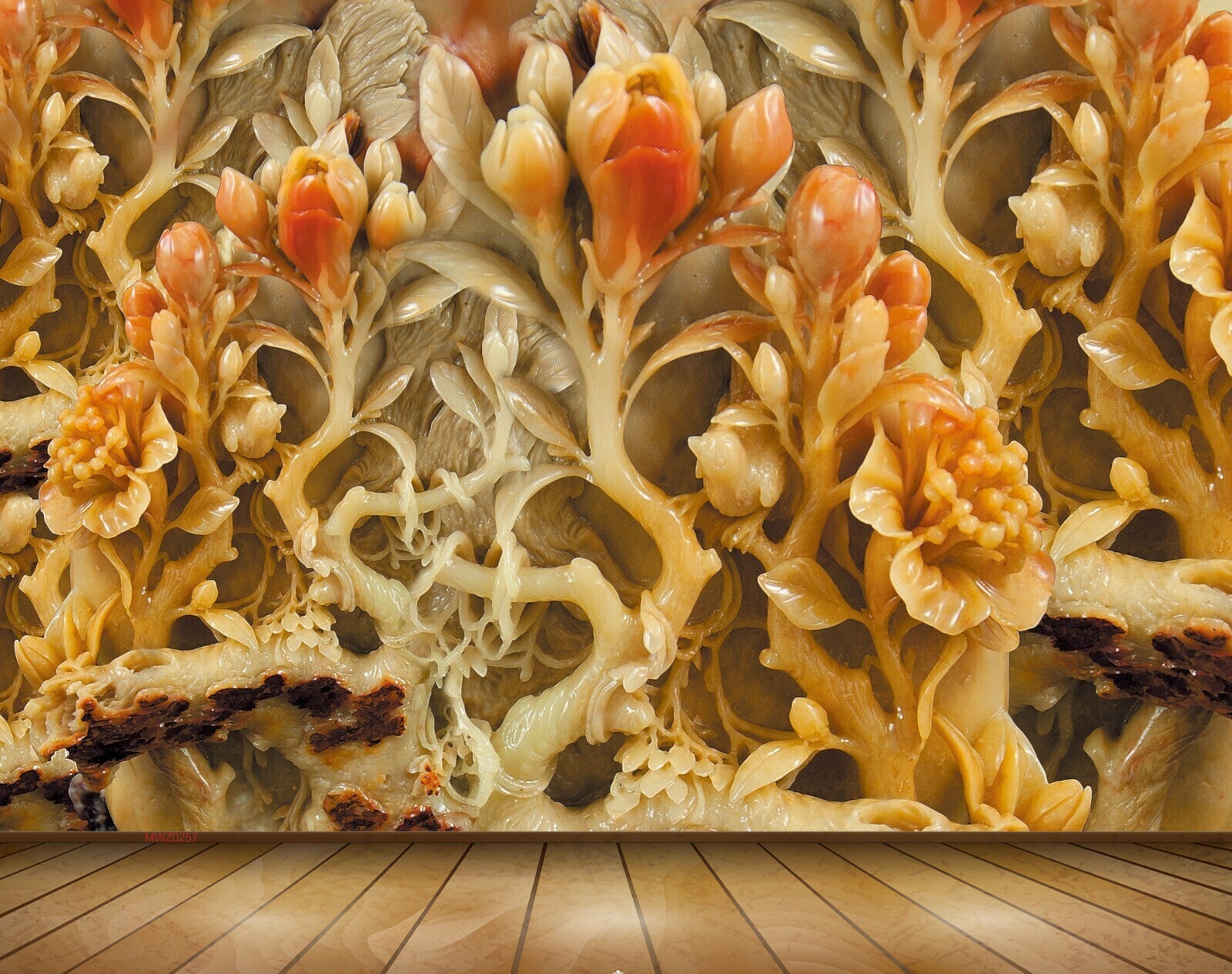Avikalp MWZ0257 Orange Flowers Plants 3D HD Wallpaper