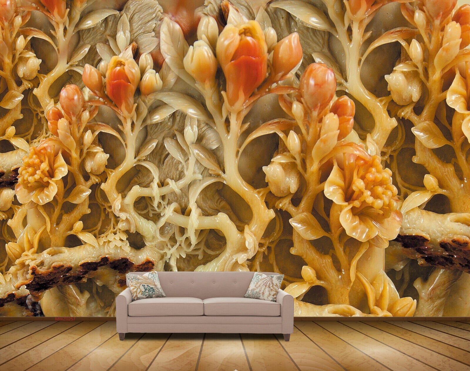 Avikalp MWZ0257 Orange Flowers Plants 3D HD Wallpaper