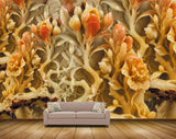 Avikalp MWZ0257 Orange Flowers Plants 3D HD Wallpaper