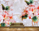 Avikalp MWZ0263 White Red Flowers Leaves HD Wallpaper