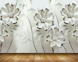 Avikalp MWZ0265 White Black Flowers 3D HD Wallpaper