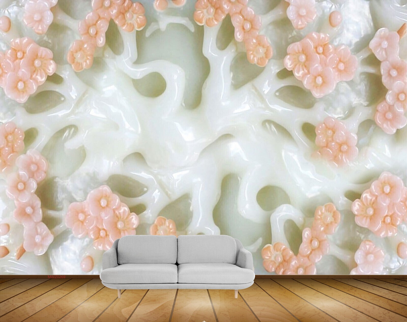 Avikalp MWZ0269 Orange White Flowers Branches 3D HD Wallpaper