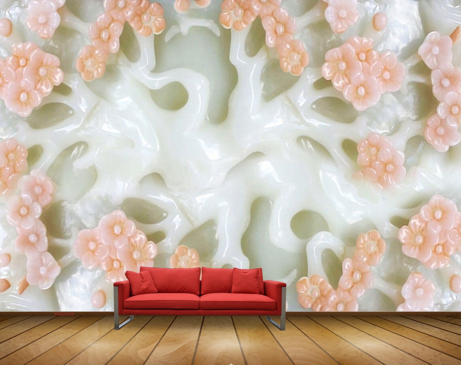 Avikalp MWZ0269 Orange White Flowers Branches 3D HD Wallpaper