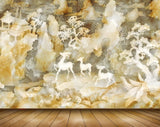 Avikalp MWZ0270 White Deers Orange Plants House 3D HD Wallpaper