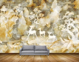 Avikalp MWZ0270 White Deers Orange Plants House 3D HD Wallpaper