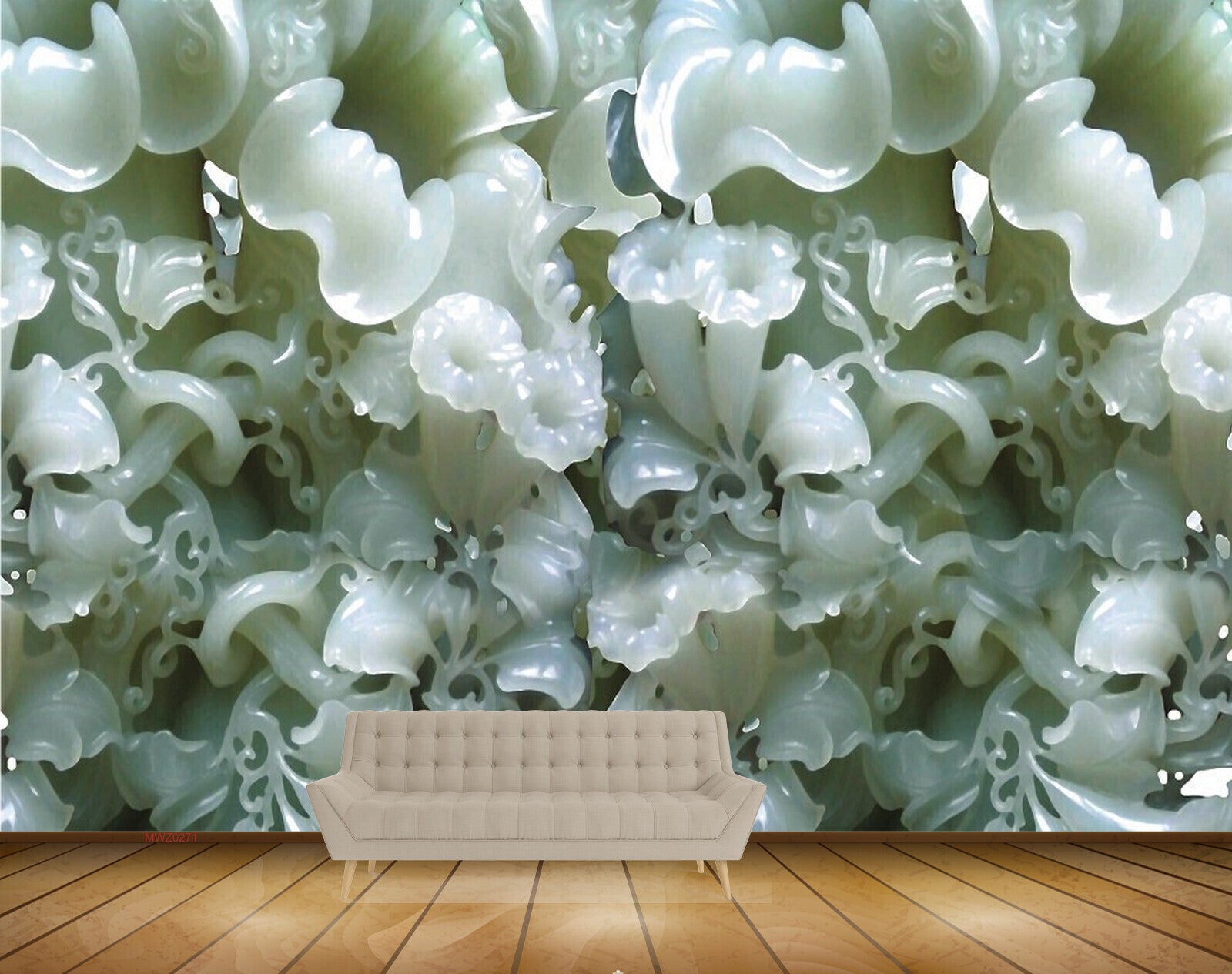 Avikalp MWZ0271 Blue White Flowers 3D HD Wallpaper