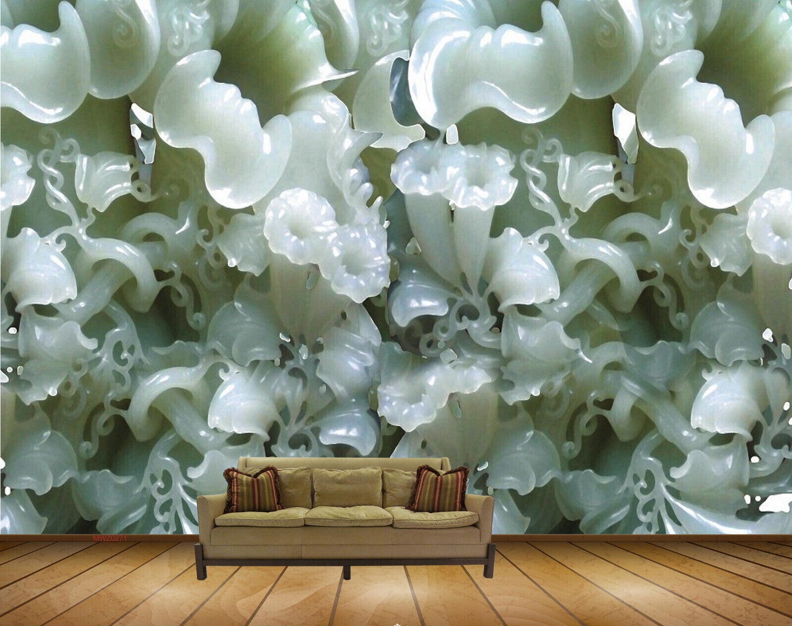 Avikalp MWZ0271 Blue White Flowers 3D HD Wallpaper