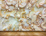 Avikalp MWZ0274 White Orange Lion Fishes Snakes Flowers 3D HD Wallpaper