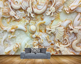 Avikalp MWZ0274 White Orange Lion Fishes Snakes Flowers 3D HD Wallpaper