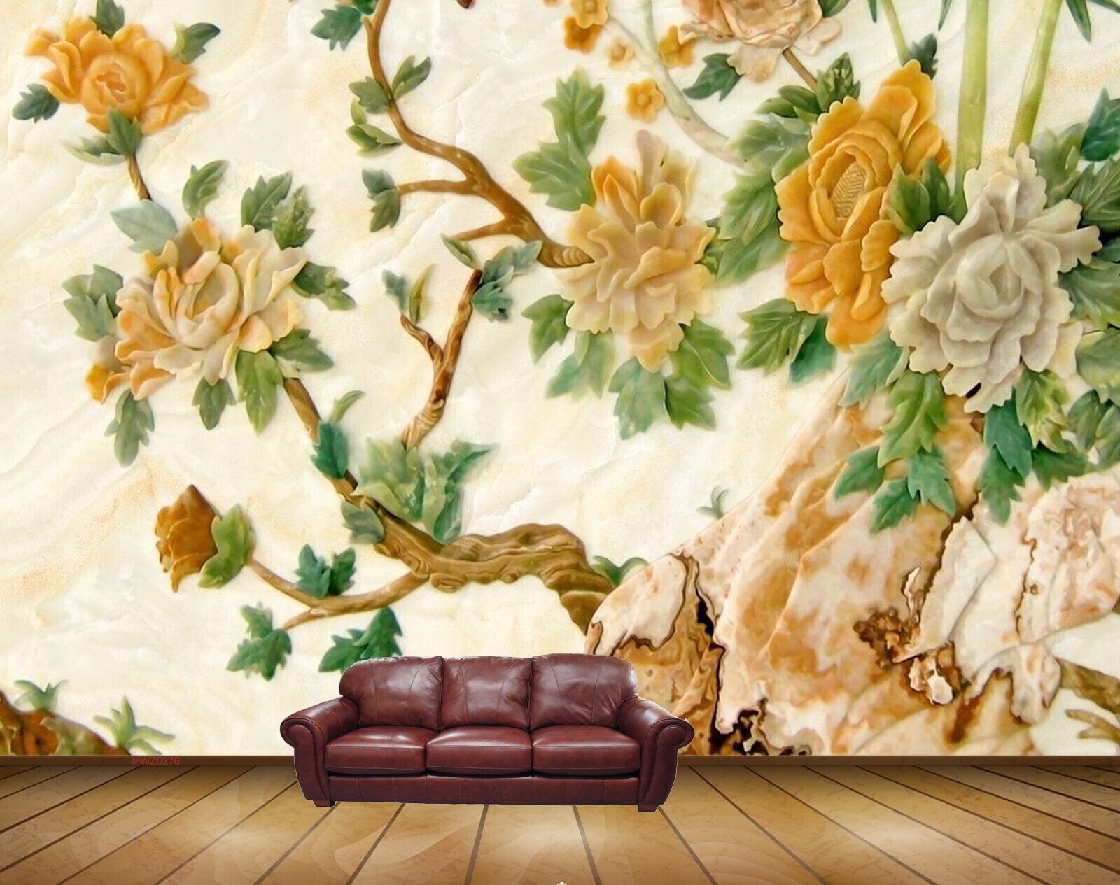 Avikalp MWZ0276 Orange White Flowers Trees Stones 3D HD Wallpaper